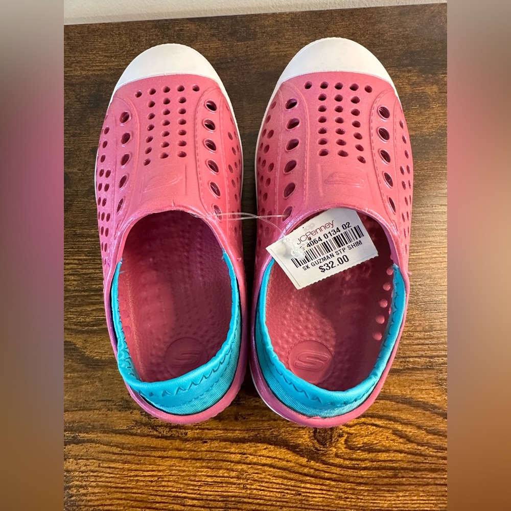 Skechers Foamies Girls Pink Waterproof Slip On Shoes Pink/Teal Size little girl3 - Picture 4 of 5